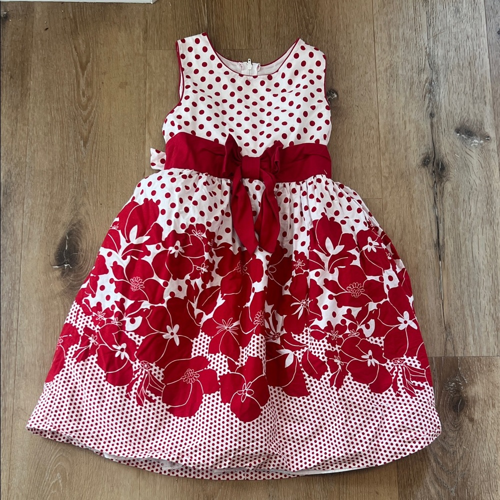 Vintage Charming Red and White Polka Dot Kids Dress 6